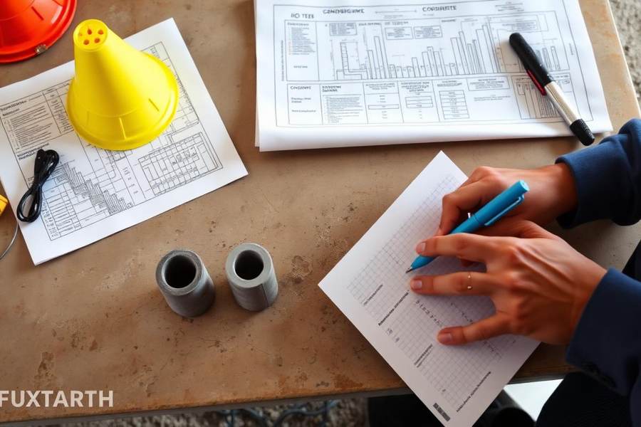 Concrete volume planning and mix design documents on a Phoenix job site